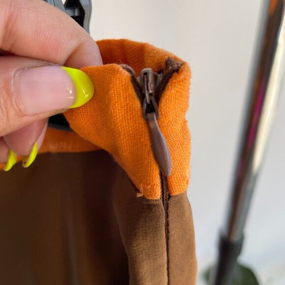 Vtg Y2K Anthropologie Lapis 100% Silk Floral Appliqué Brown Pink Skirt Sz Large - Picture 4 of 10